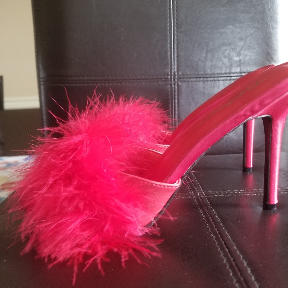 Marabou Feather 4 inch slip on Heels
